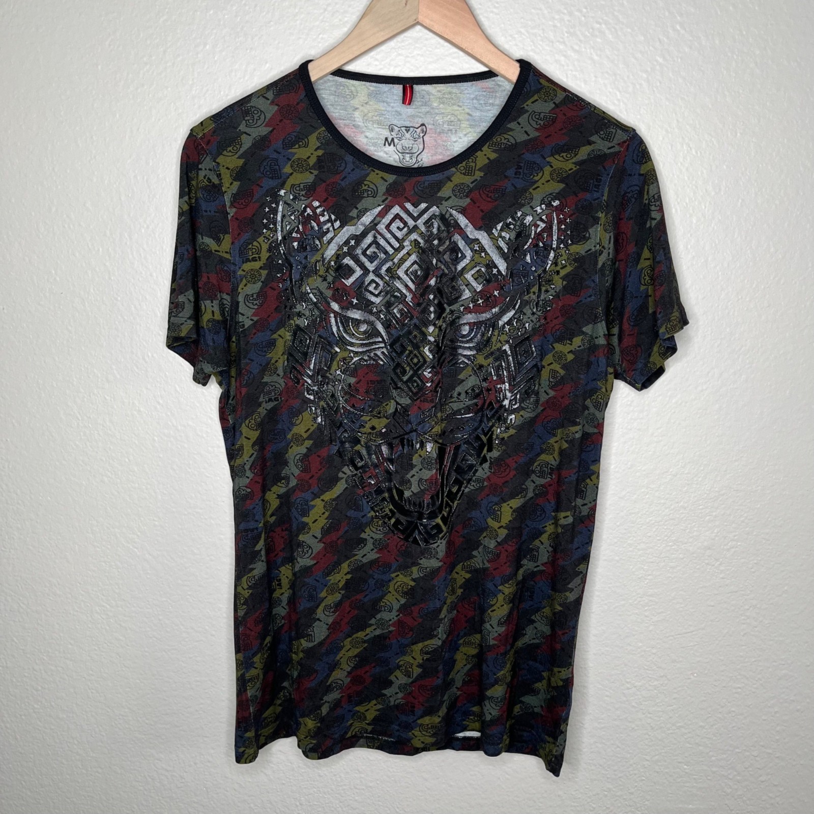 Ah Guey Mens 3d Print Jaguar Mayan Aztec Short Sleeve Shirt Medium gallery