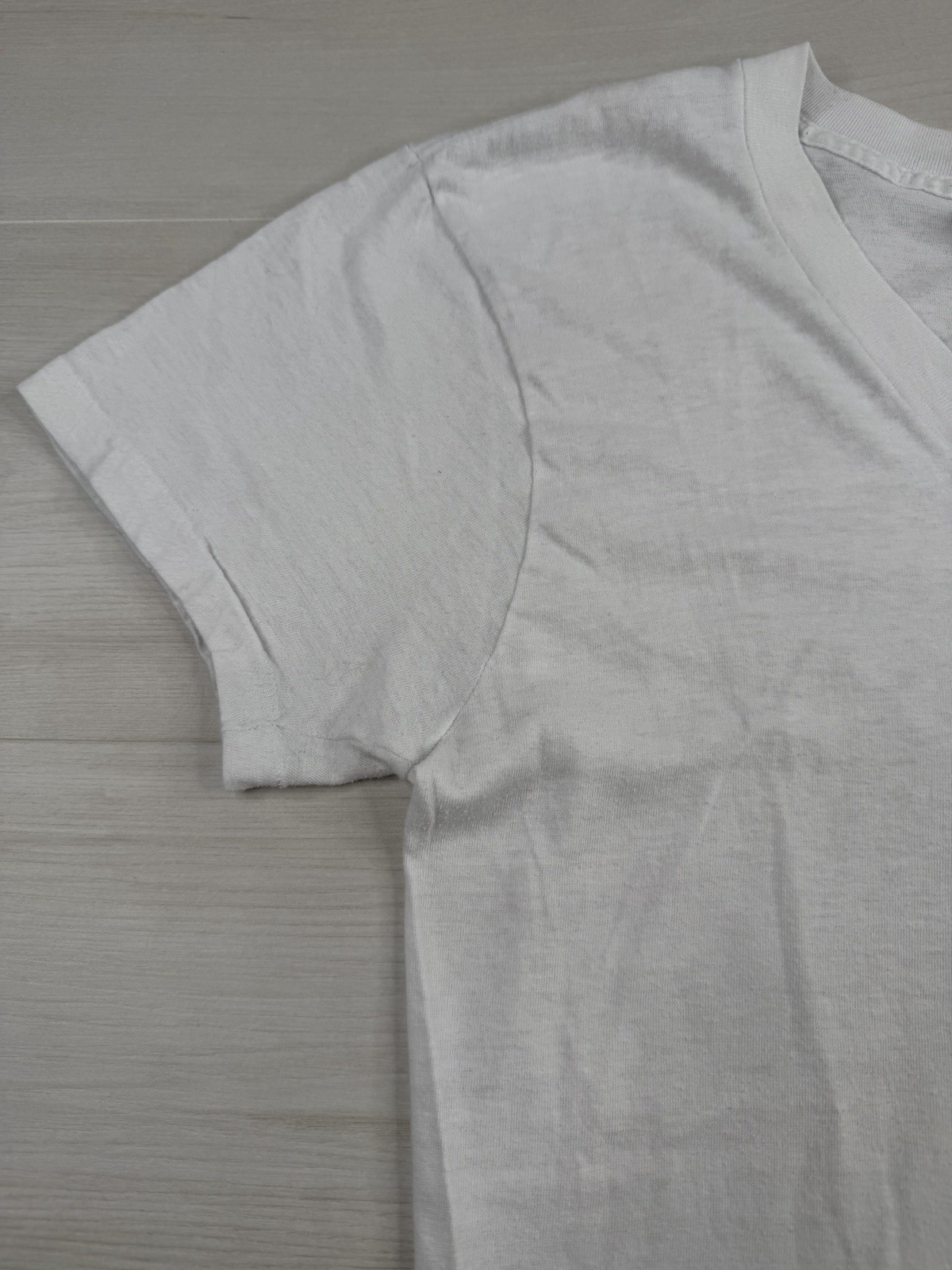 Vtg JC Penney Paper Thin T-Shirt Burnout Work Distressed V Neck 70s 80s Mens S/M gallery