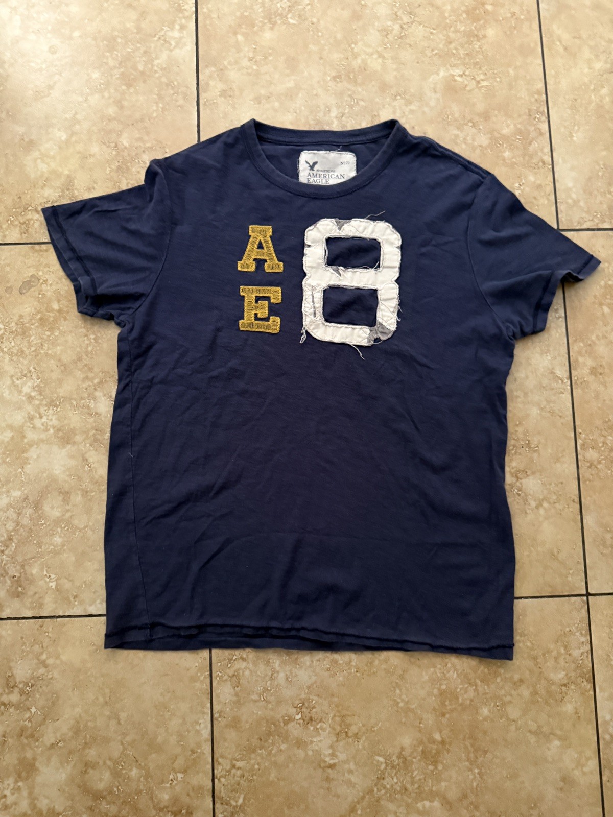 VTG Y2K American Eagle Outfitters Patchwork Blue Tee Size Large Vintage Fit