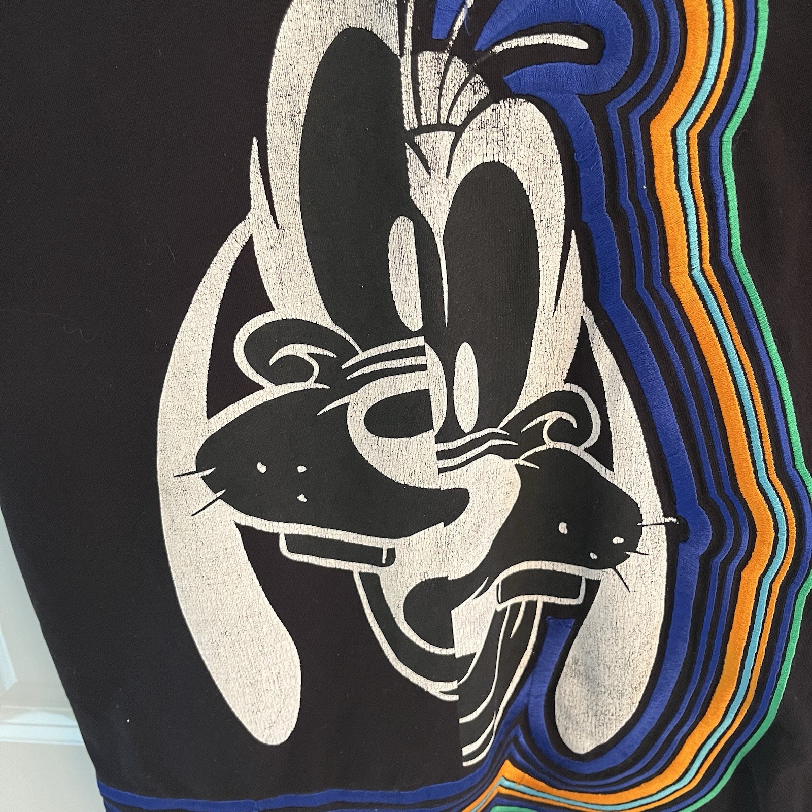 Iceberg x Disney Goofy Dog Embroidered Tee T Shirt Small S Black Vintage SS gallery