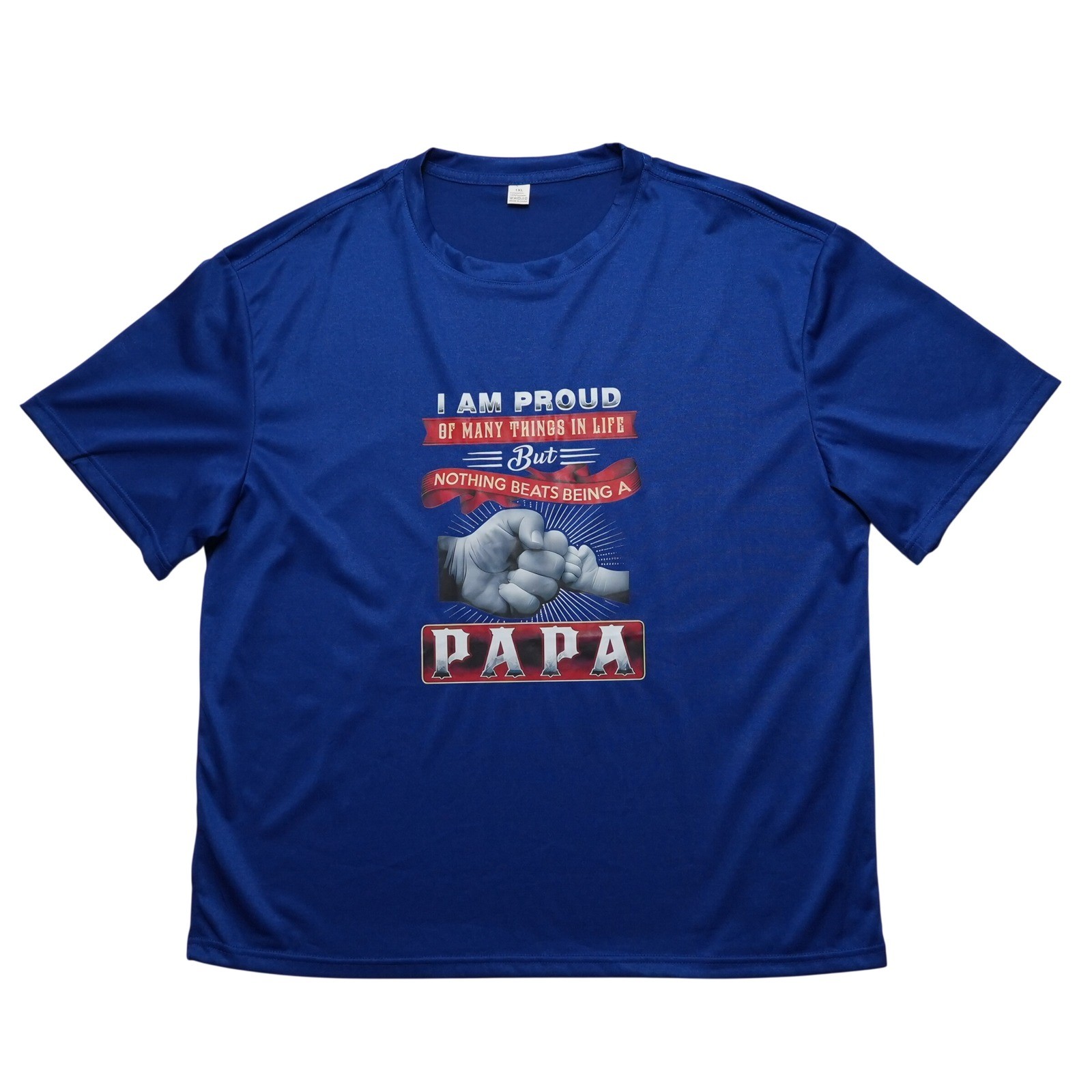 Papa Graphic T Shirt Mens 1XL Blue Fathers Day Dad Gift Fist Bump Tee gallery