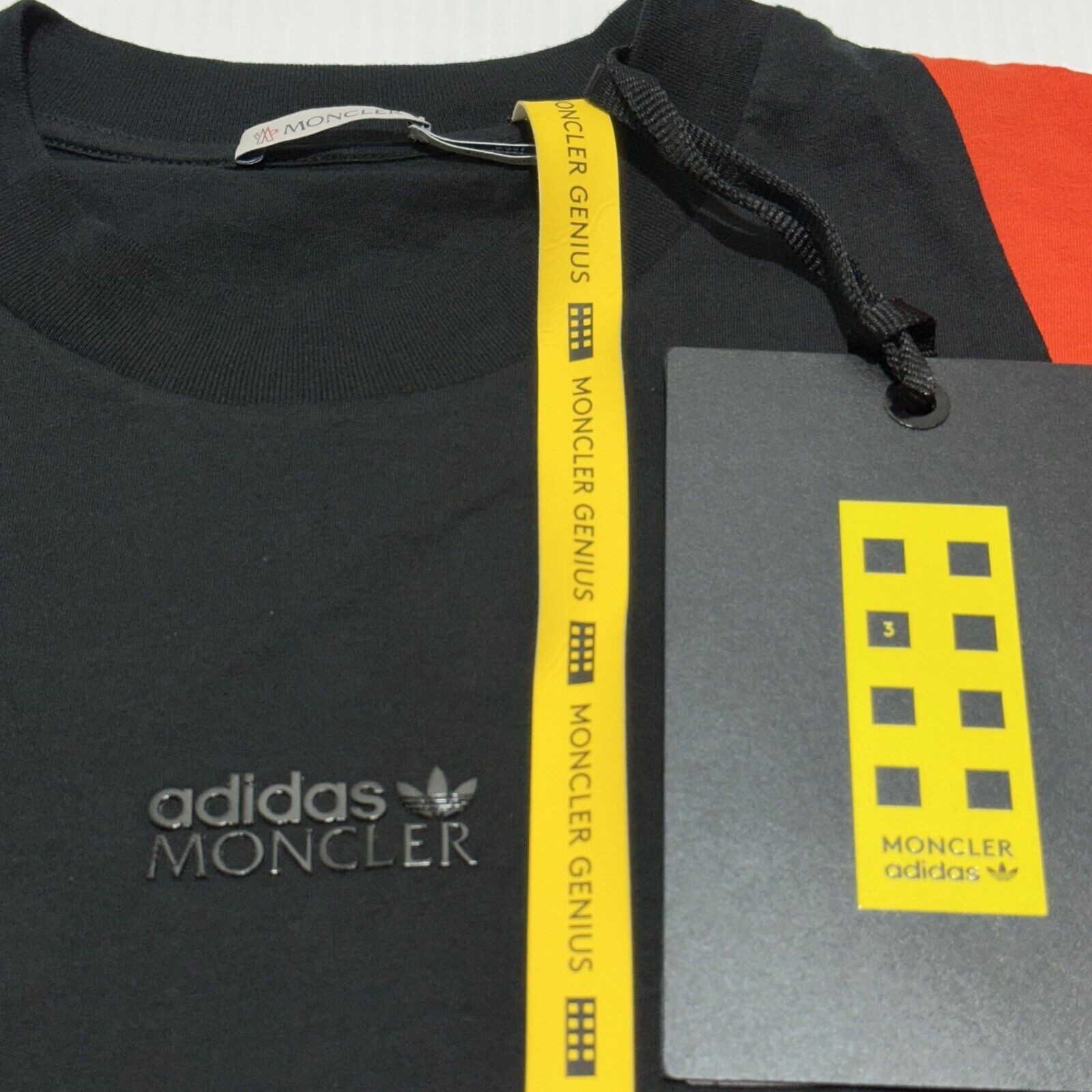 NWT Moncler x Adidas T-Shirt Size M Black Orange Cotton Short Sleeve $380 #NXNB gallery