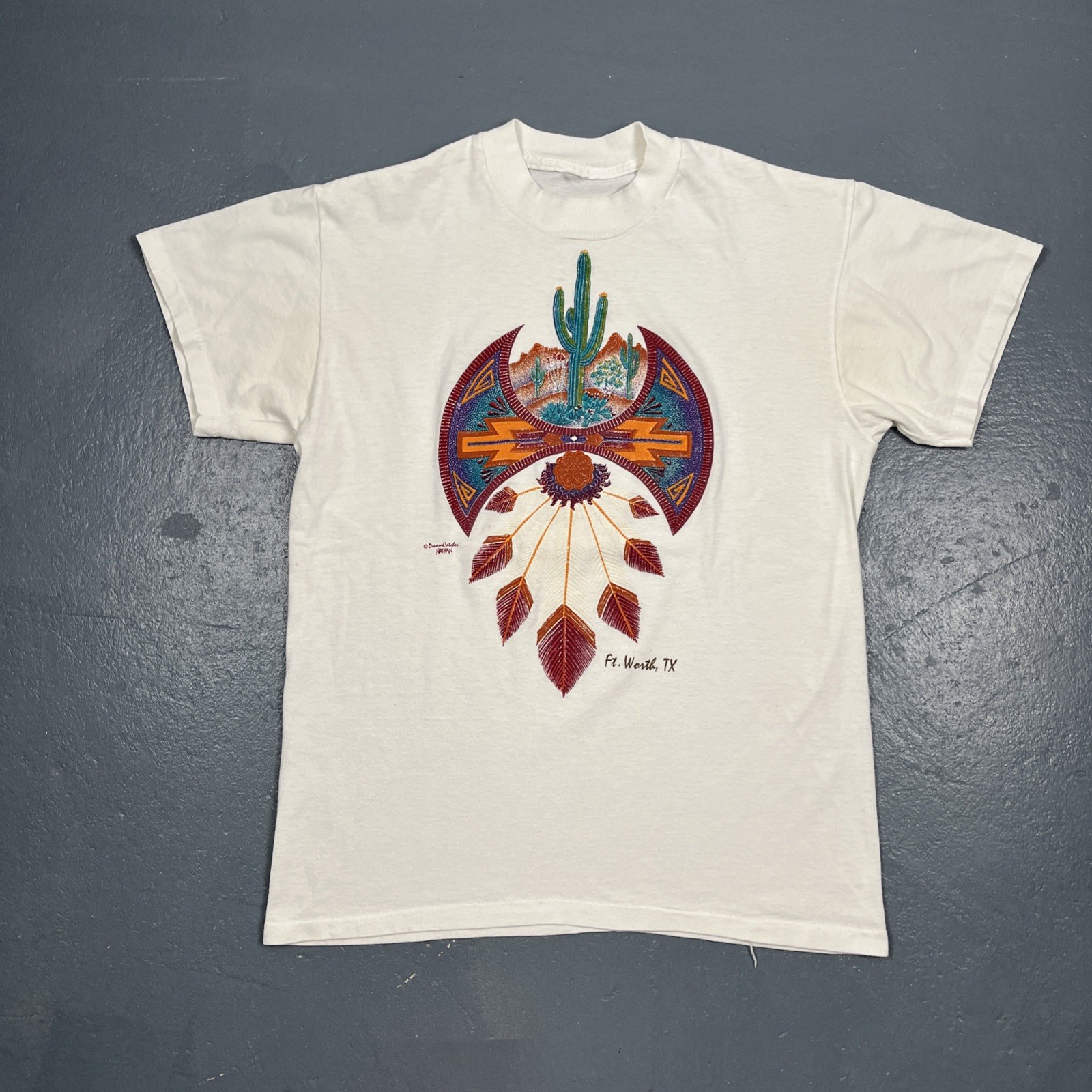 Vintage 90s Fort Worth Texas Single Stitch Tshirt White Medium Desert VTG USA gallery