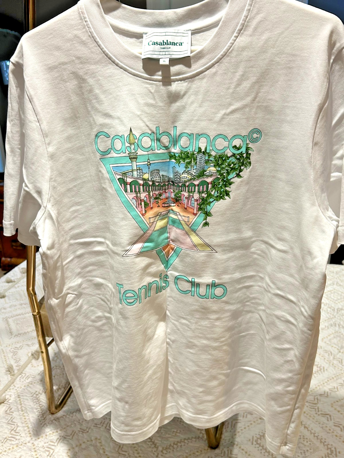 Casablanca Paris White Tennis Club Icon Printed T-Shirt W/ Sport Motif On Chest gallery