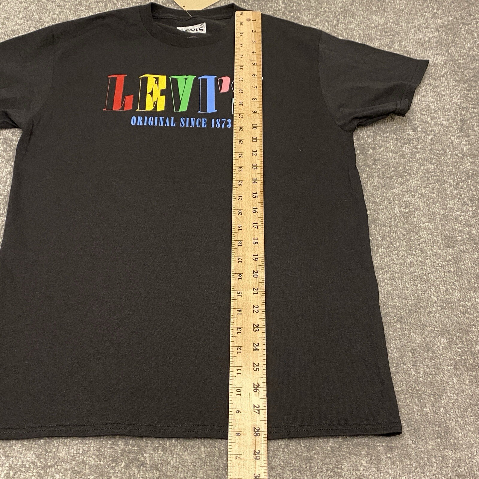Levis Mens T Shirt Medium Black Short Sleeve Block Letter Cotton Adult M Casual gallery