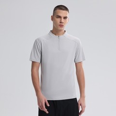 Half Zip Comfortable Short Sleeve Top Men’s High Stretch Running Fitness Shirt