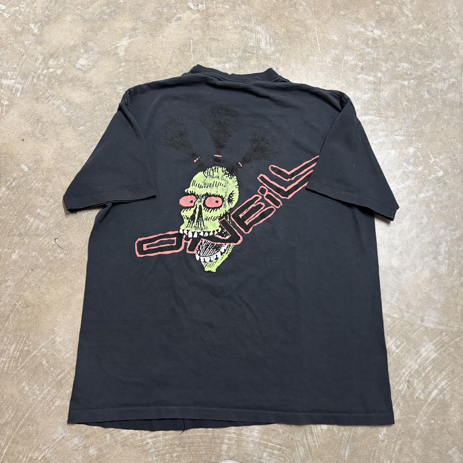 RARE O'Neill Skull Graphic Men's Black T-Shirt Size XL Vintage 80s Skater Grunge gallery