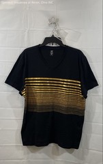 INC International Concepts Men’s Black Gold Metallic Striped V-Neck T-Shirt XL