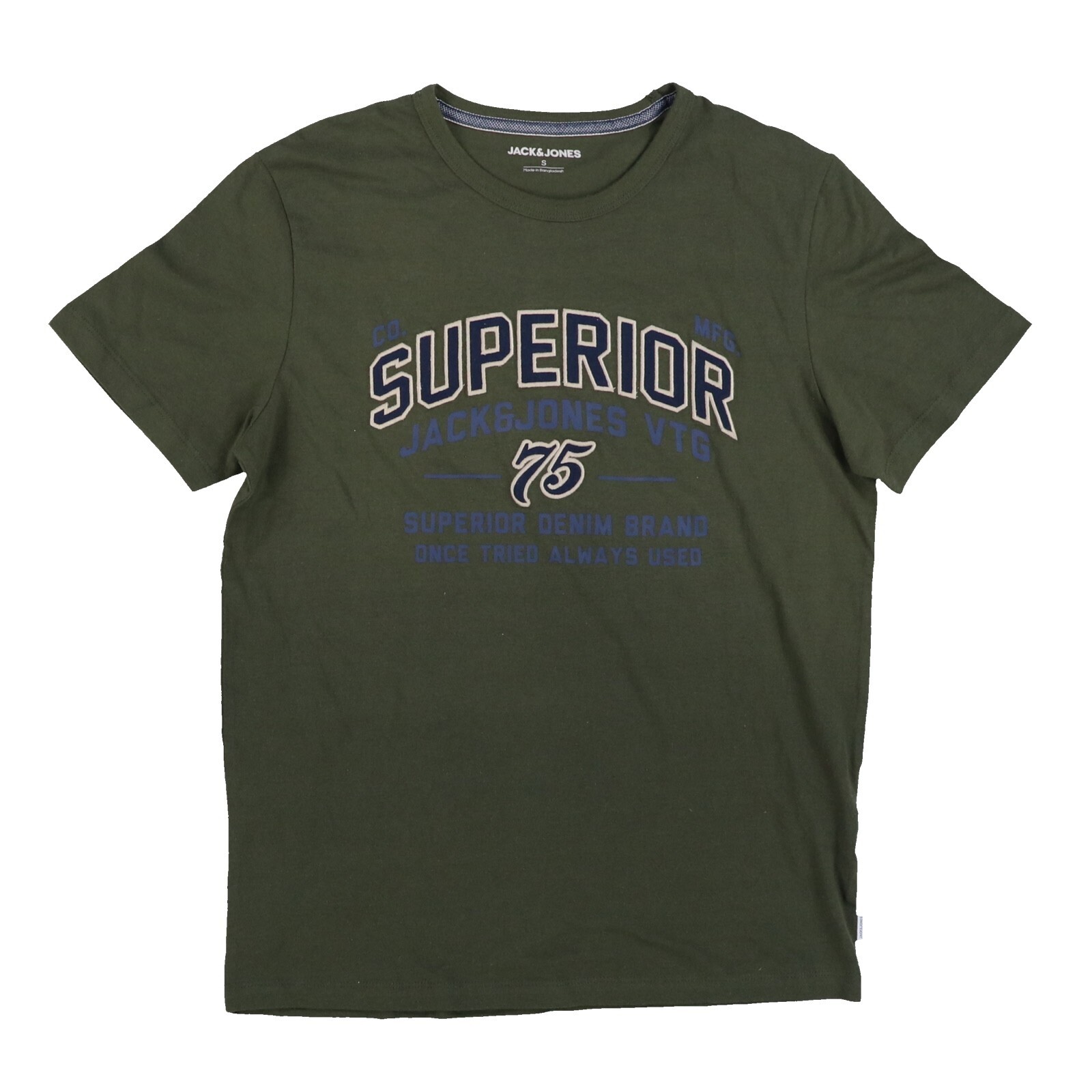 Jack & Jones Mens T-Shirt Short Sleeve Crewneck Logo Graphic Cotton Green S New