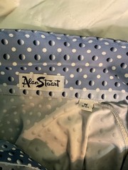 Alan Stuart VTG Size Medium Abstract Shirt Blue Polka Dot V-Neck Collar Pullover