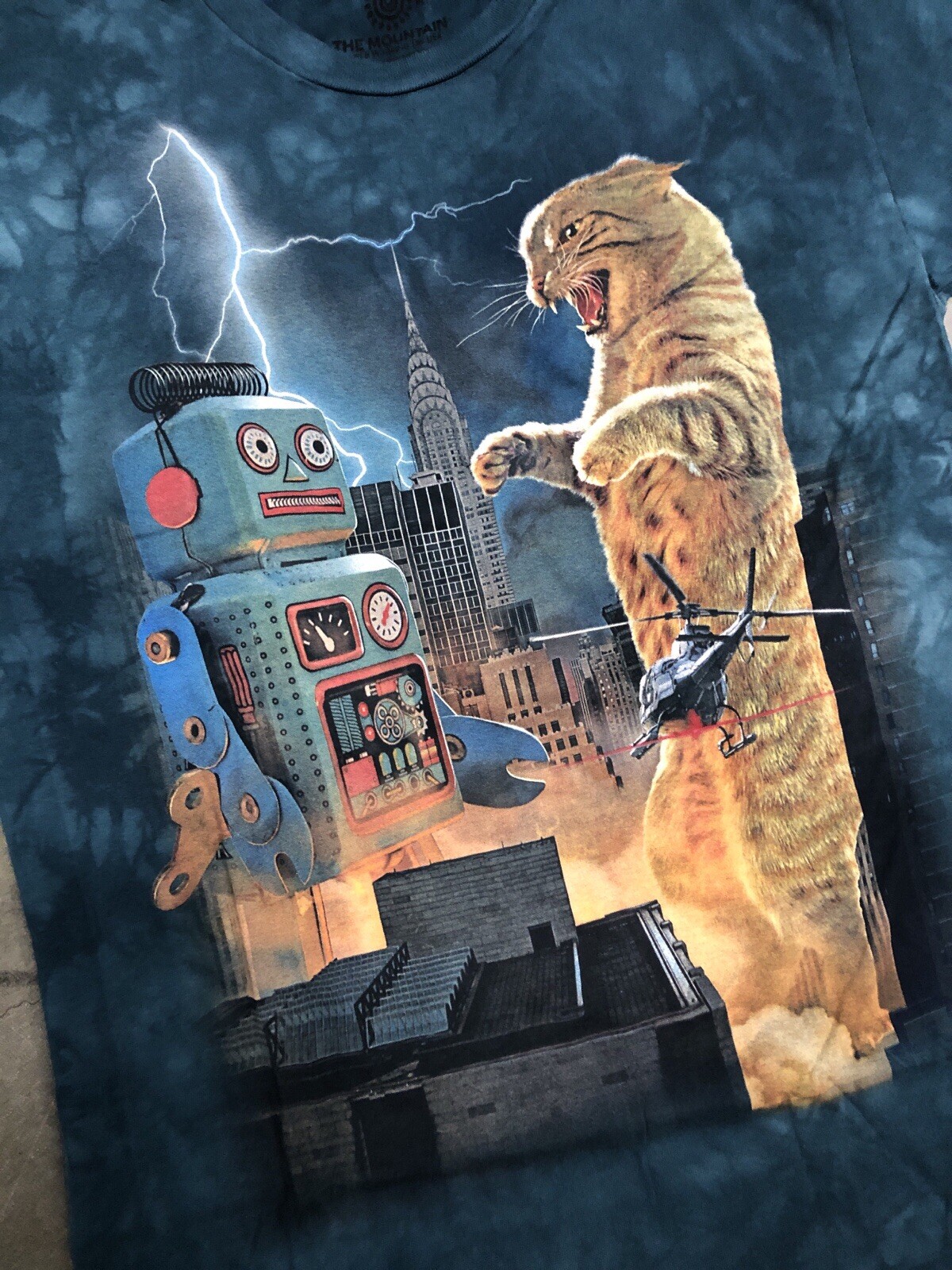 The Mountain Catzilla Vs Robot NYC Graphic Tie Dye T-Shirt Adult Medium New gallery