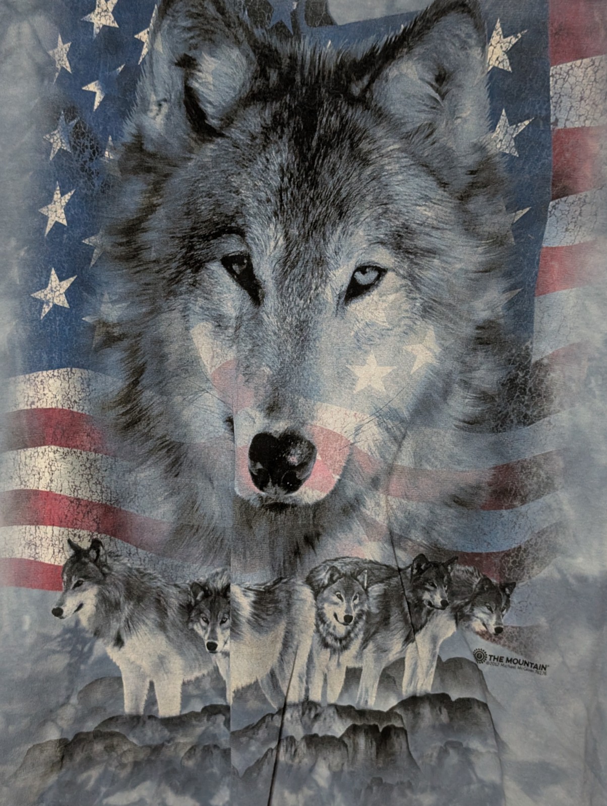 The Mountain Mens T-shirt Blue Patriotic Wolf Pack New Logo XL #6631 gallery