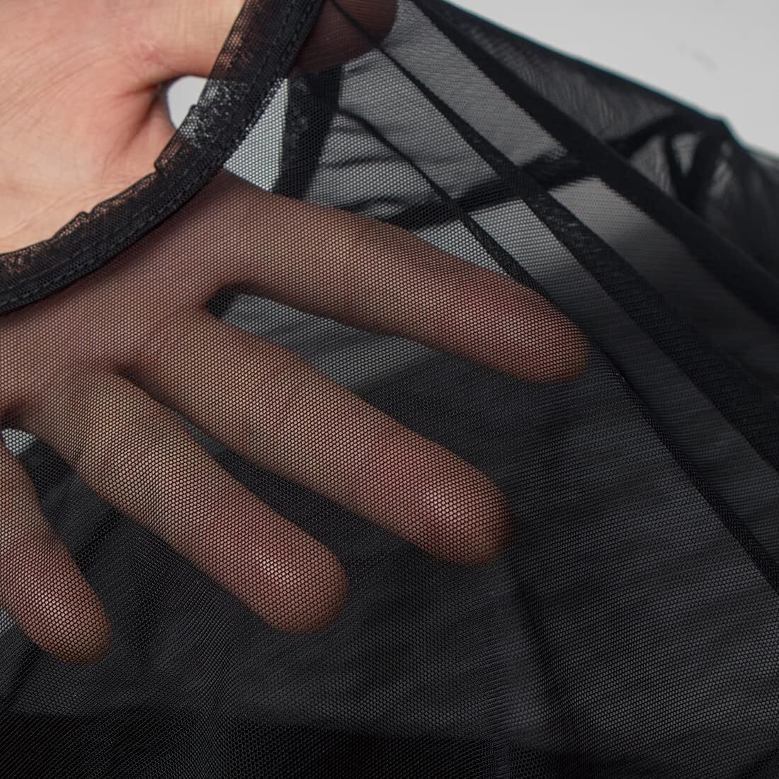 Mens Mesh Fitted Shirt Top Short Sleeve See Through Muscle T-Shirts gallery