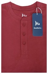 Mens Henley Plain Long Sleeve Jersey Grandad Neck T-shirt Top Causal M – 3XL
