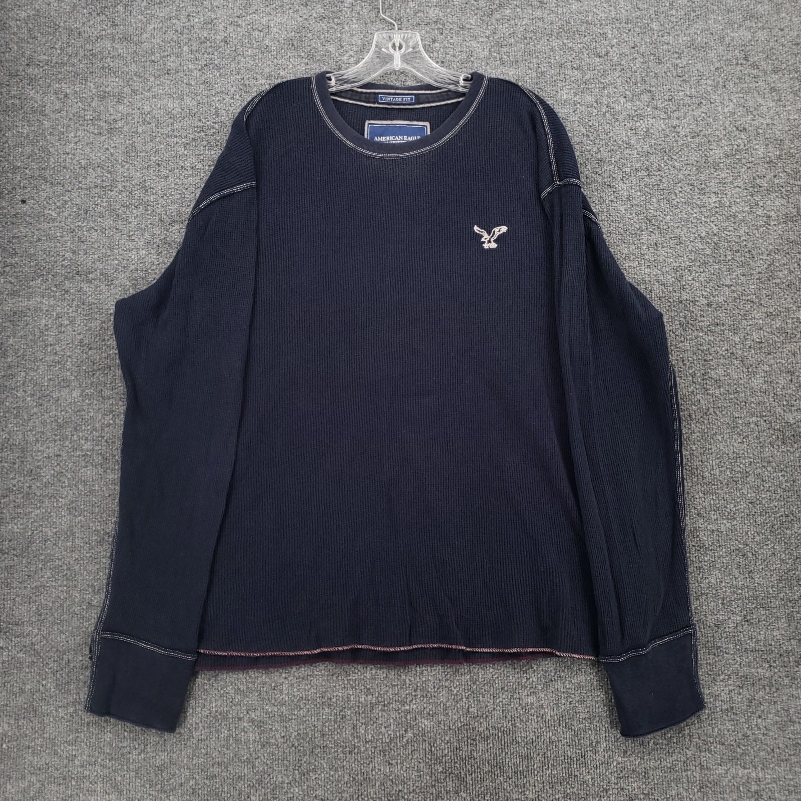American Eagle T Shirt Mens XL Blue Vintage Fit Waffle Knit Thermal Long Sleeve gallery