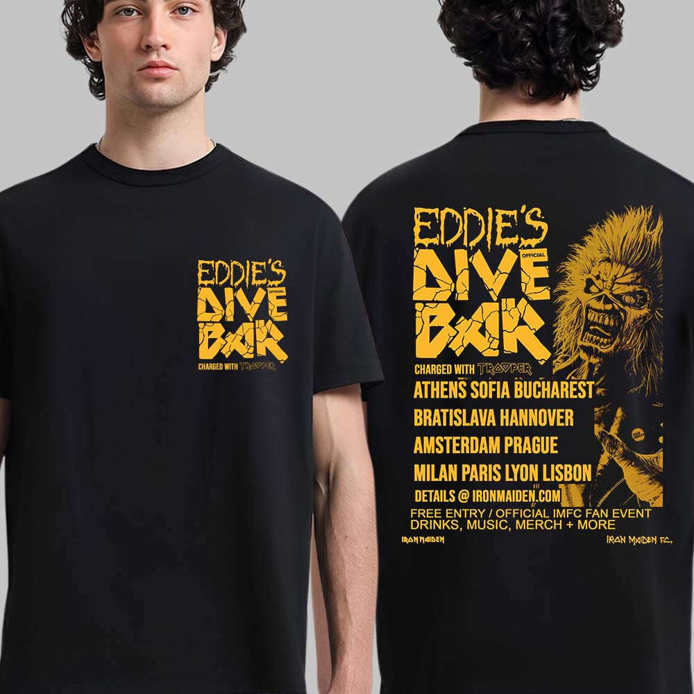 Iron Maiden Eddie’s Dive Bar 2026 Run For Your Lives Tour Europe Schedule TShirt gallery