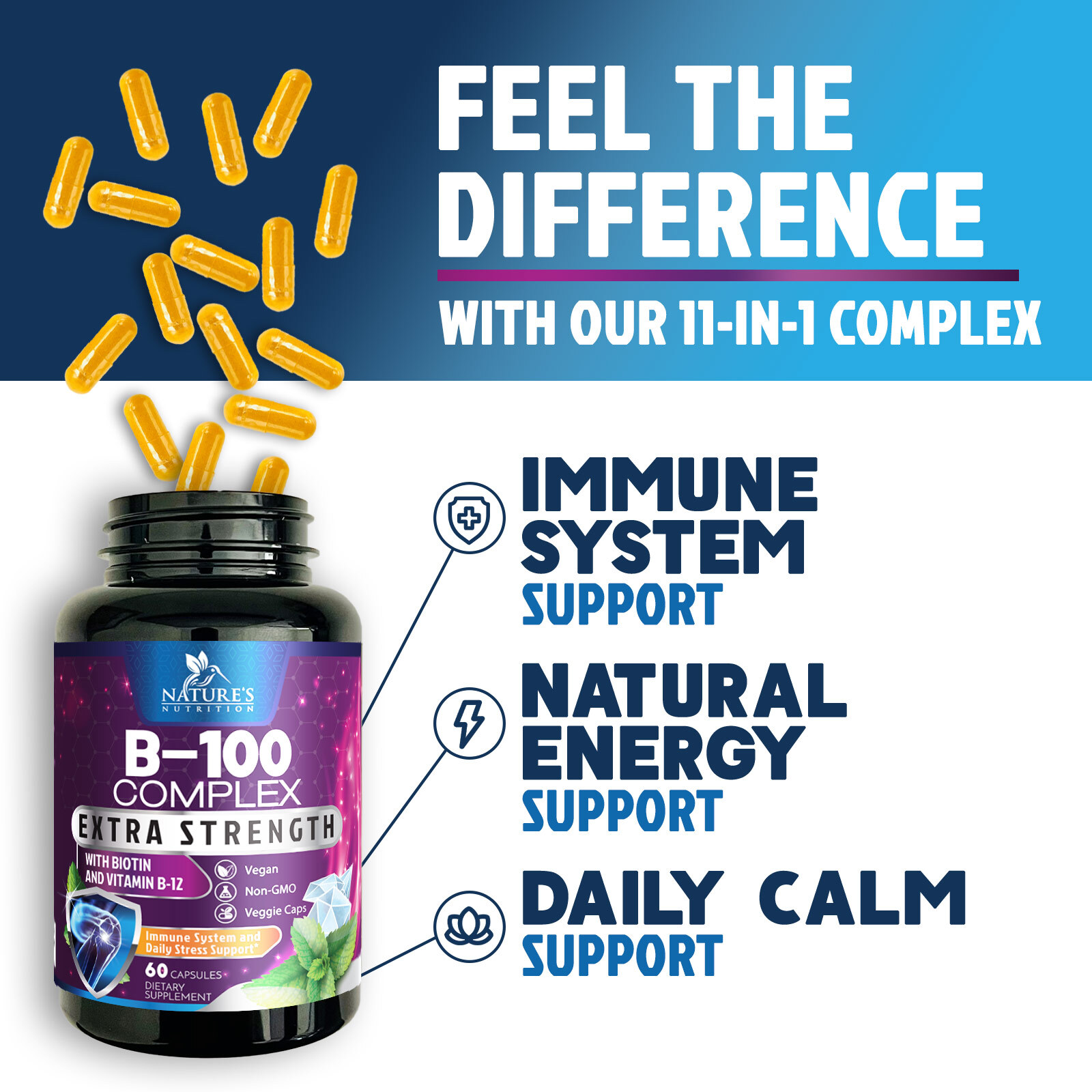 Vitamin B Complex Vitamin B Supplement – B-Complex Vitamins with B12, B6, B9