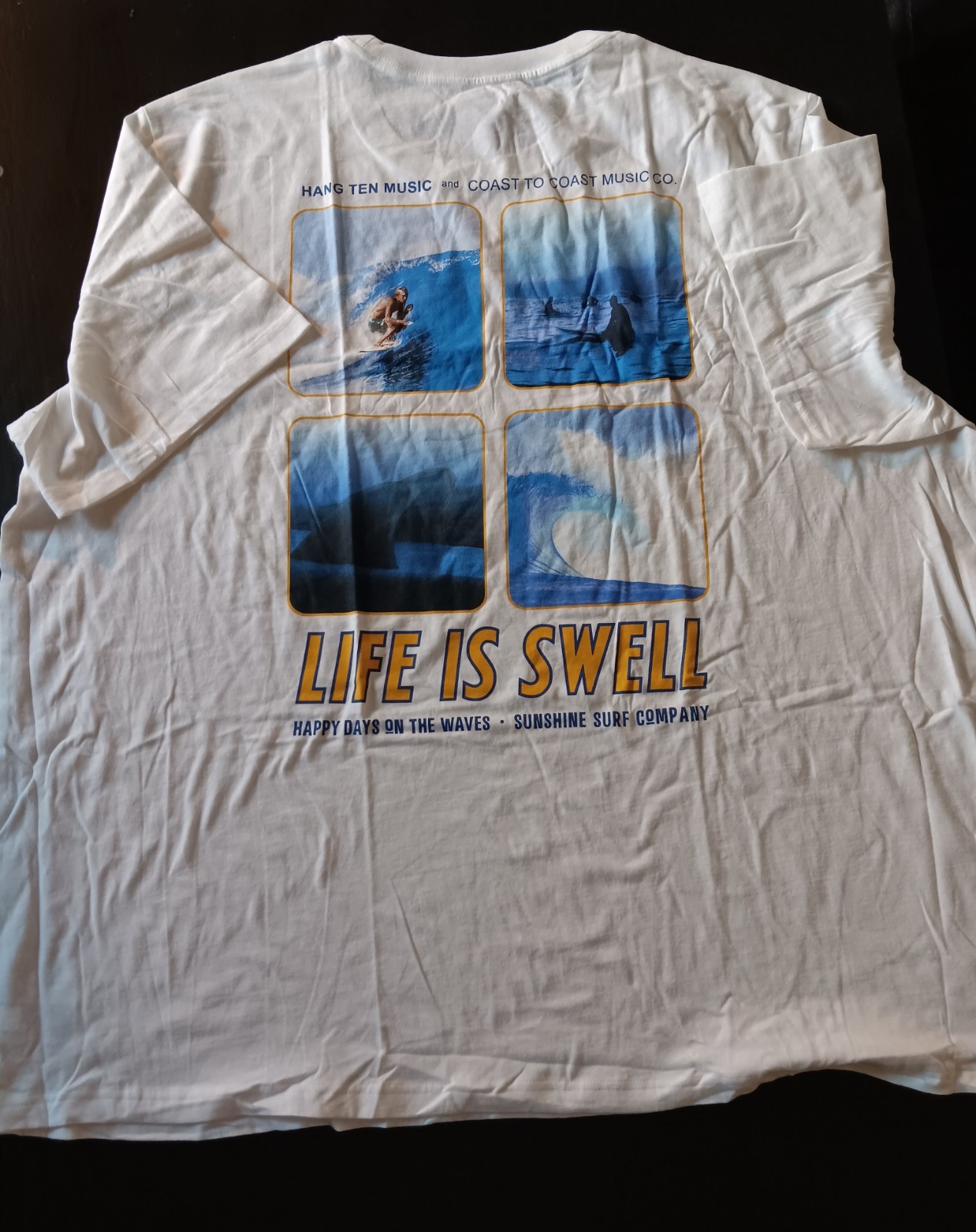 Hang Ten Life Is Swell White Graphic Print Logo Surf Crew Neck T-Shirt 4XL B&T gallery