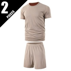 2-piece summer men’s mesh multi-color short sleeved shorts set, comfortable spor