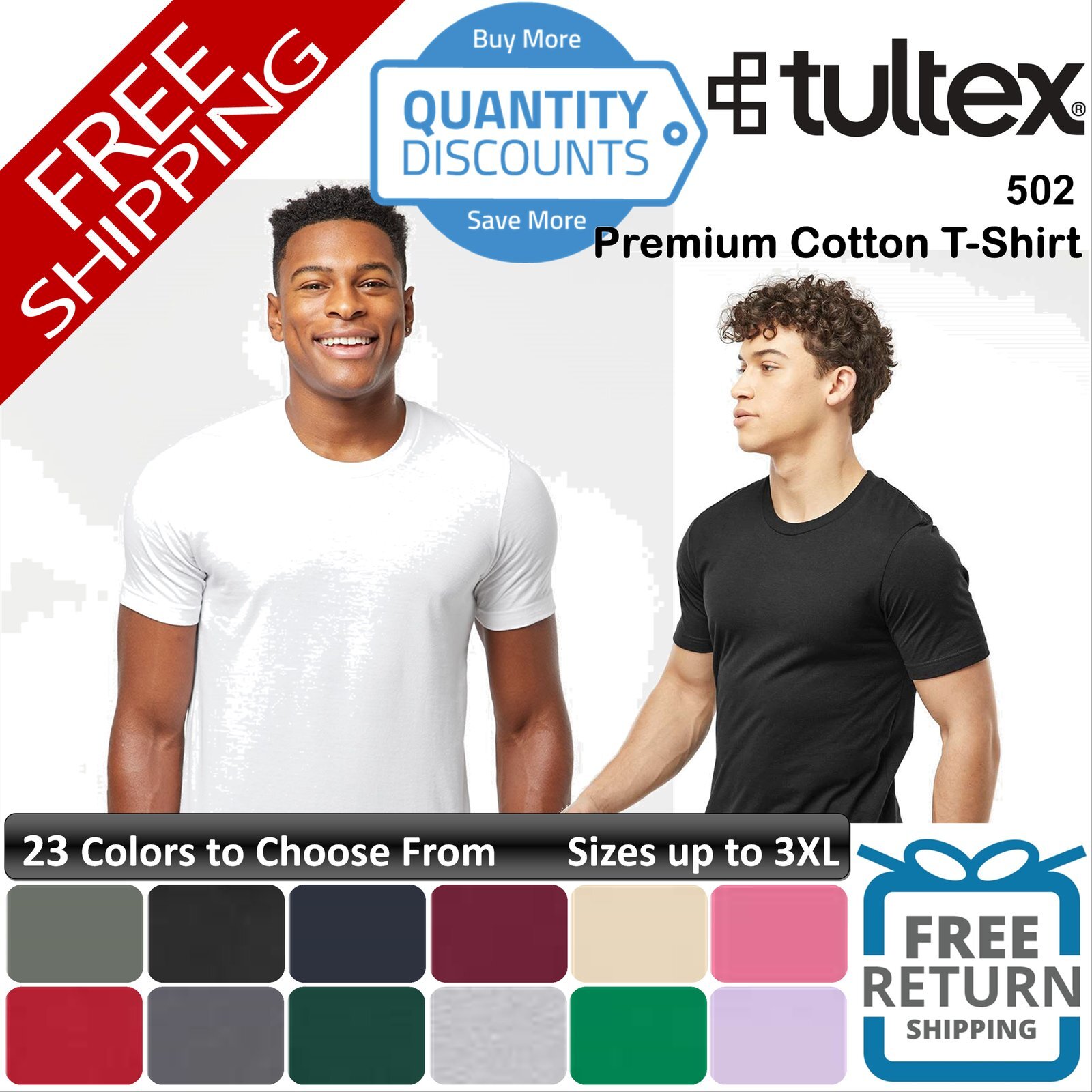 🔥 Tultex Men Premium combed ring-spun Cotton T-shirt top Up To 3XL 502 gallery