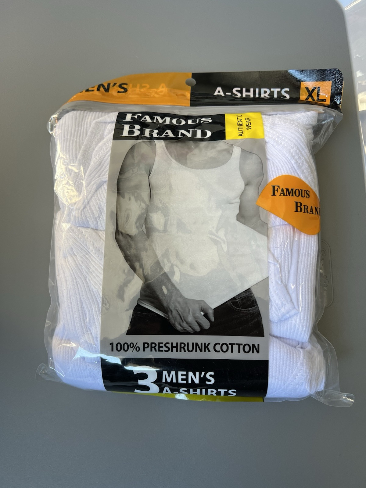 Famous Brand Men’s A-Shirts White 3 Pack XL NEW
