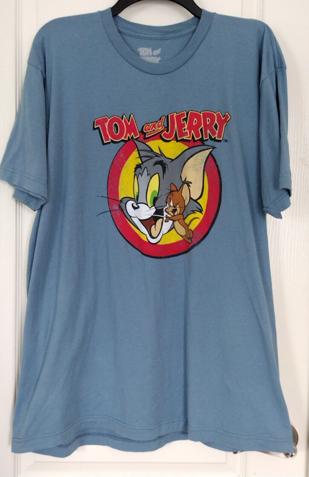VINTAGE Men’s Tom and Jerry Graphic Print Pullover T Shirt Size XL Short Sleeve