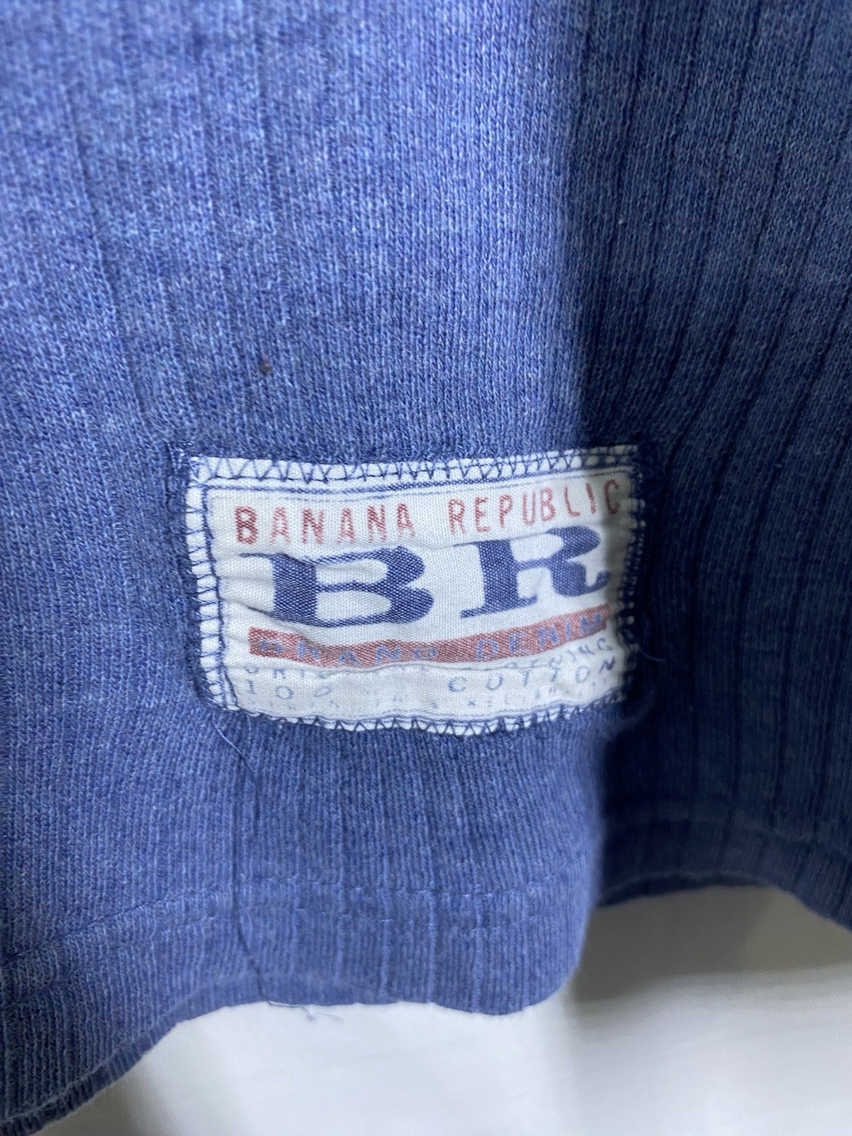 Banana Republic Shirt Mens Large Blue Ribbed Stretch Long Sleeve Vintage Henley gallery