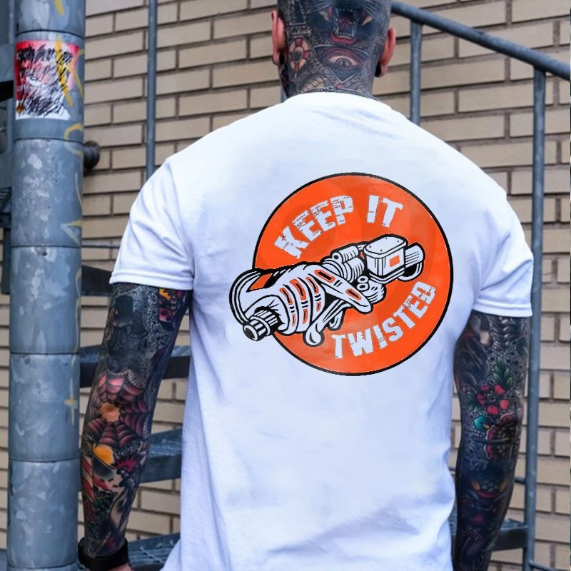 KEEP IT TWISTED T-Shirt Motor Head Engine Graphic Biker Motorcycle Casual Tee gallery
