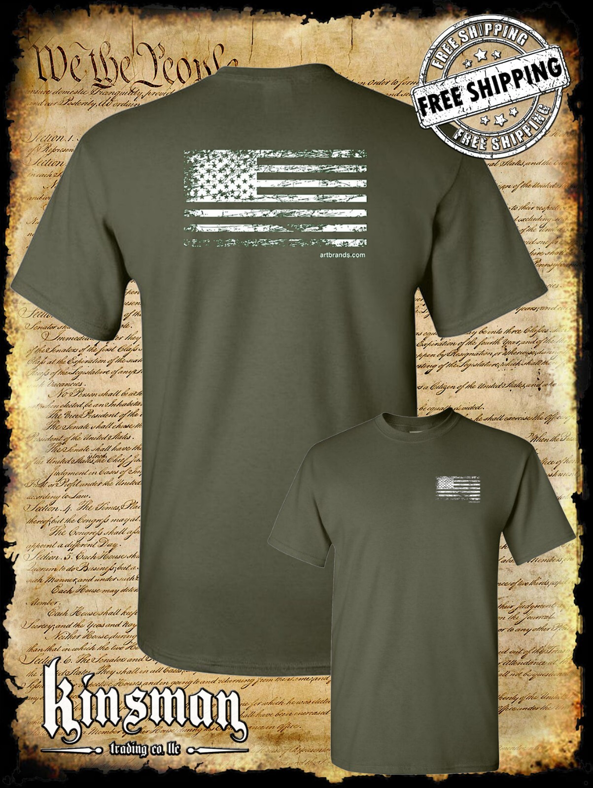 United States Flag Distressed Logo 2-Sided T-Shirt USA gallery
