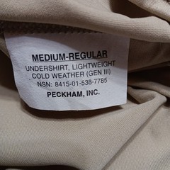 US Army Shirt Medium Beige Gen III Cold Weather Undershirt Military Base Layer