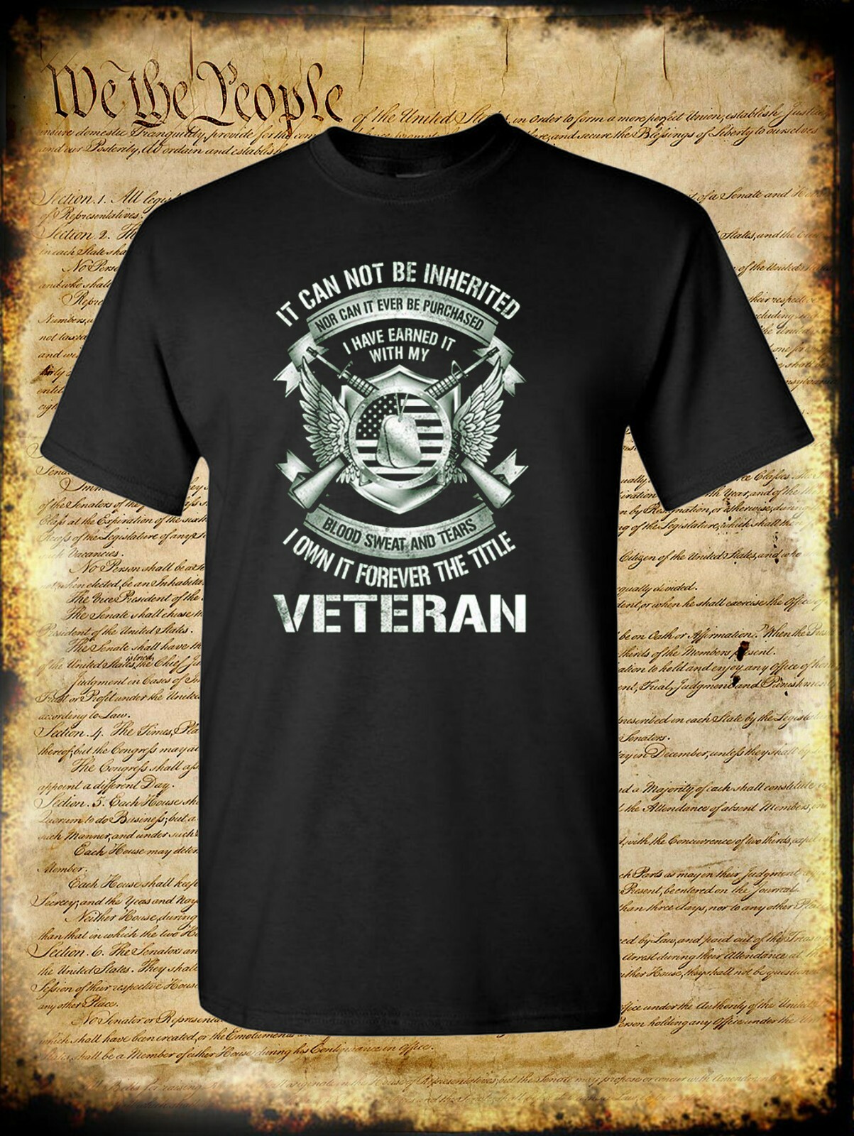 Military Veteran T-Shirt - USA Flag Blood Sweat Tears - Army Marines Navy gallery
