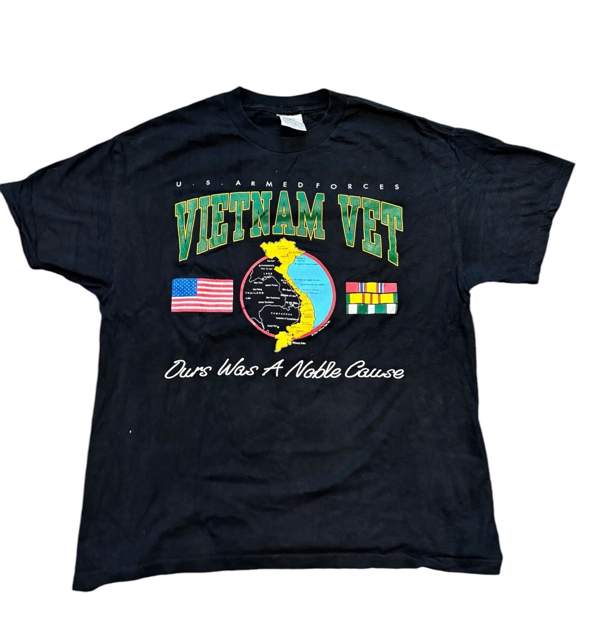 Vintage 1992 US Armed Forces Vietnam Vet Graphic Talking Tops T-Shirt USA Large gallery