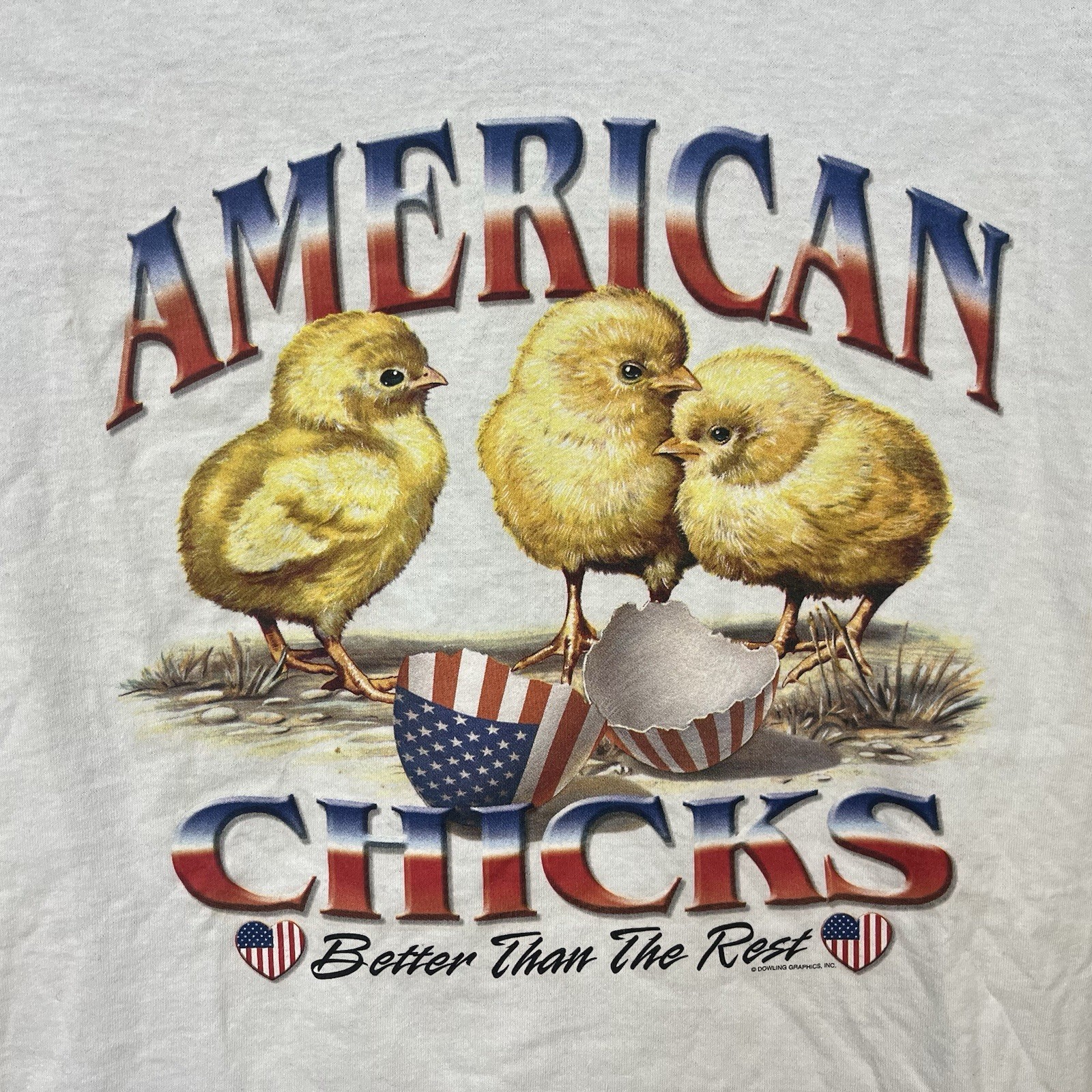 VINTAGE 'AMERICAN CHICKS BETTER THAN THE REST' T SHIRT XL HUMOR NOVELTY USA gallery