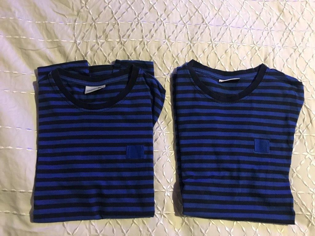 IKEA "SET OF 2" BLUE SHORT SLEEVE "HEY!" CREW-NECK T-SHIRT SIZE:G/H STRAIGHT gallery