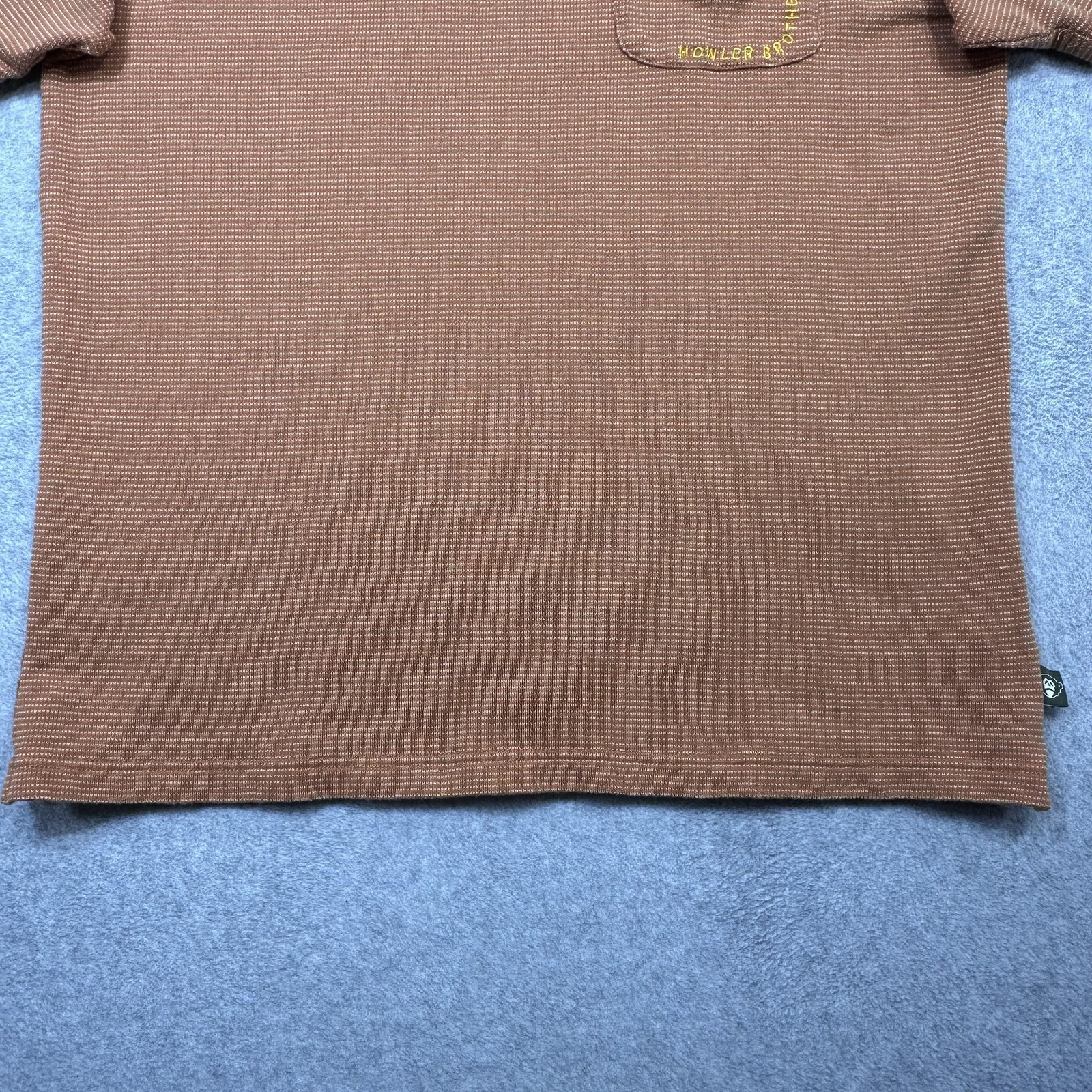 Howler Brothers Shirt Mens Large Orange Striped Textured Pocket Patch Tee gallery