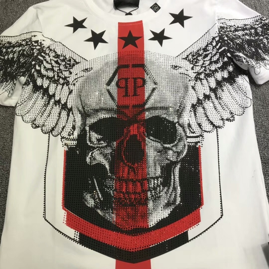 PHILIPP PLEIN INDIAN T-SHIRT PHILIP SKULL RHINESTONE SKULL POLO T-SHIRT gallery