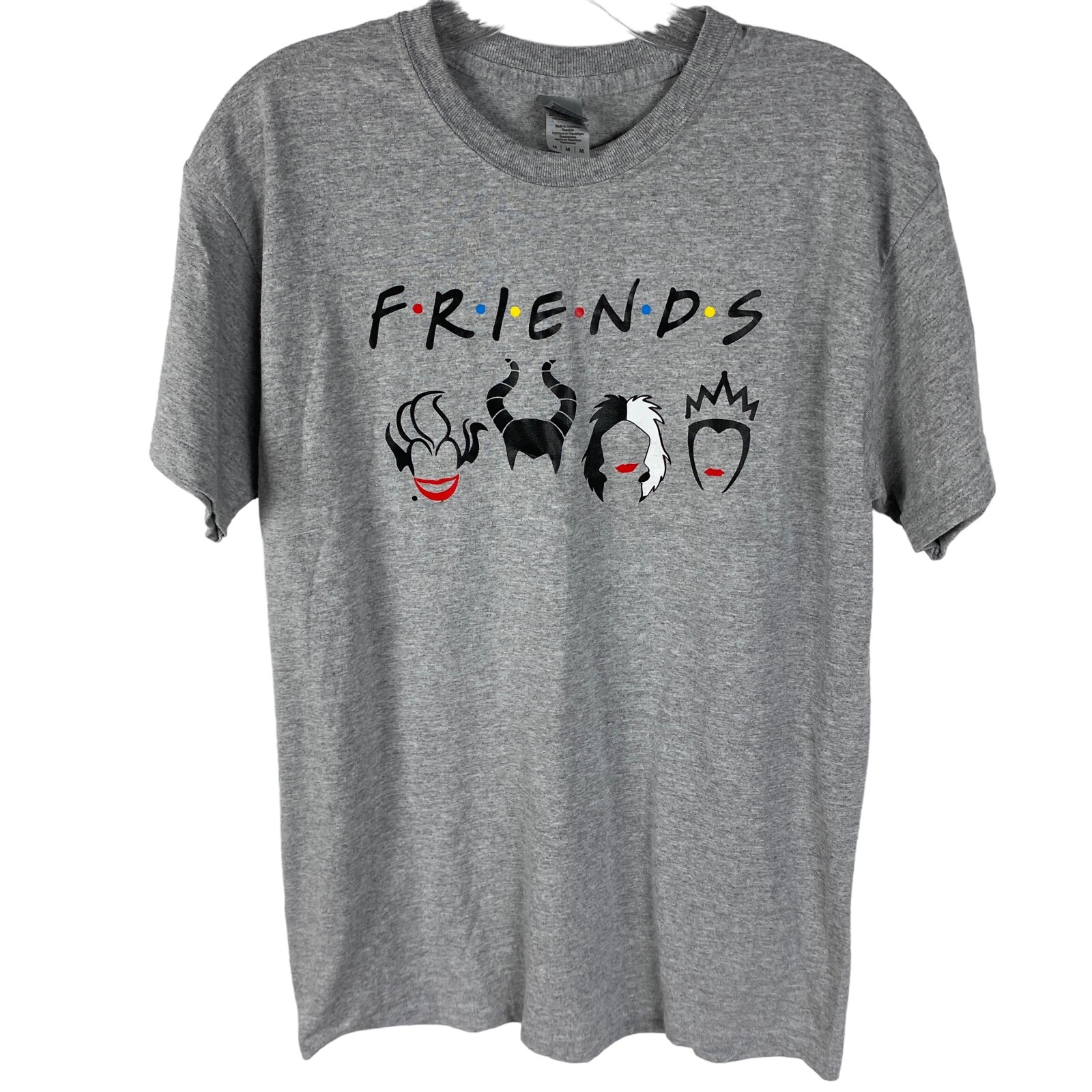Friends Villains T-Shirt Medium Gray Cruella D'eVil Halloween Masks Gildan gallery