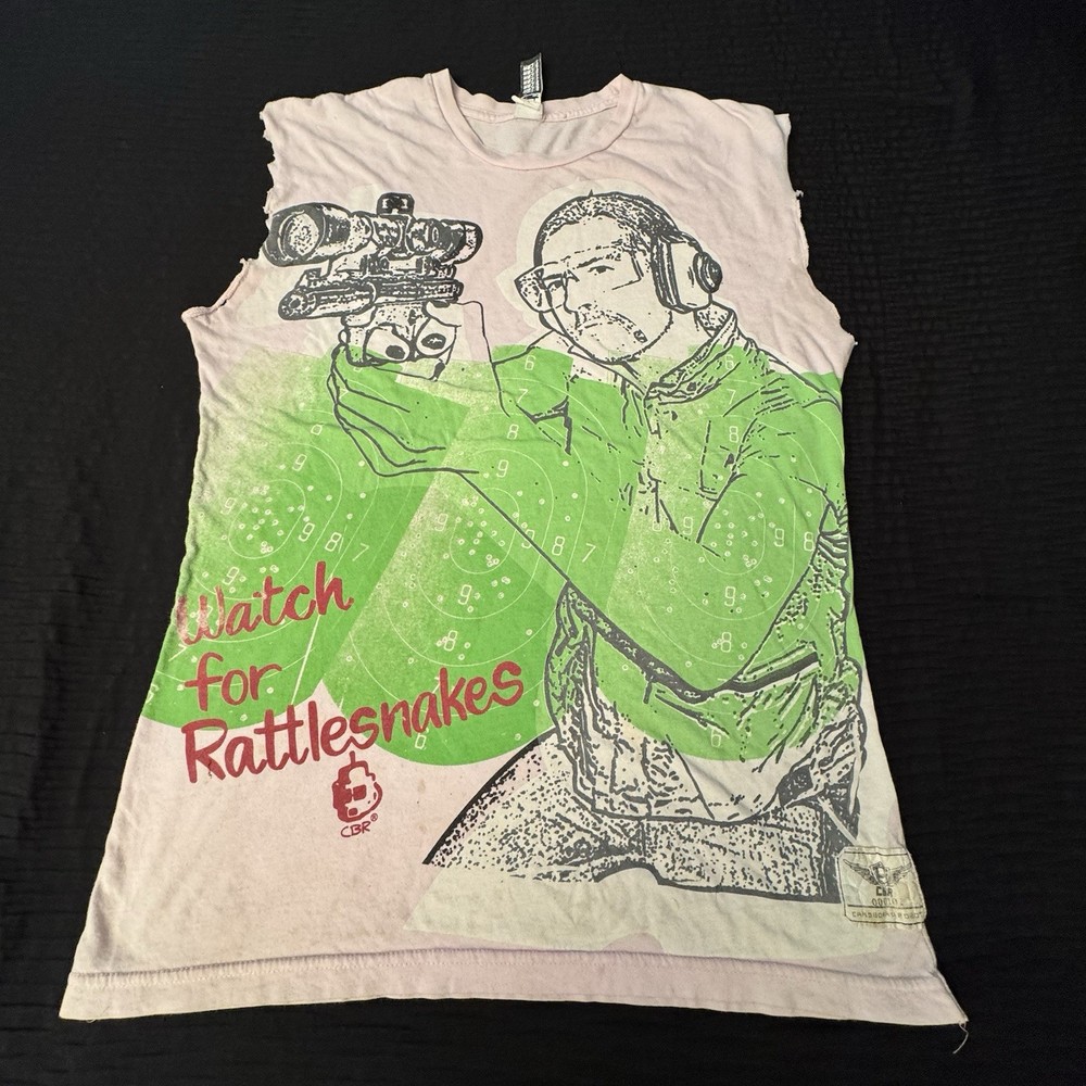 Cardboard Robot Sleeveless T Shirt Size Large Watch for Rattlesnakes Cut Off