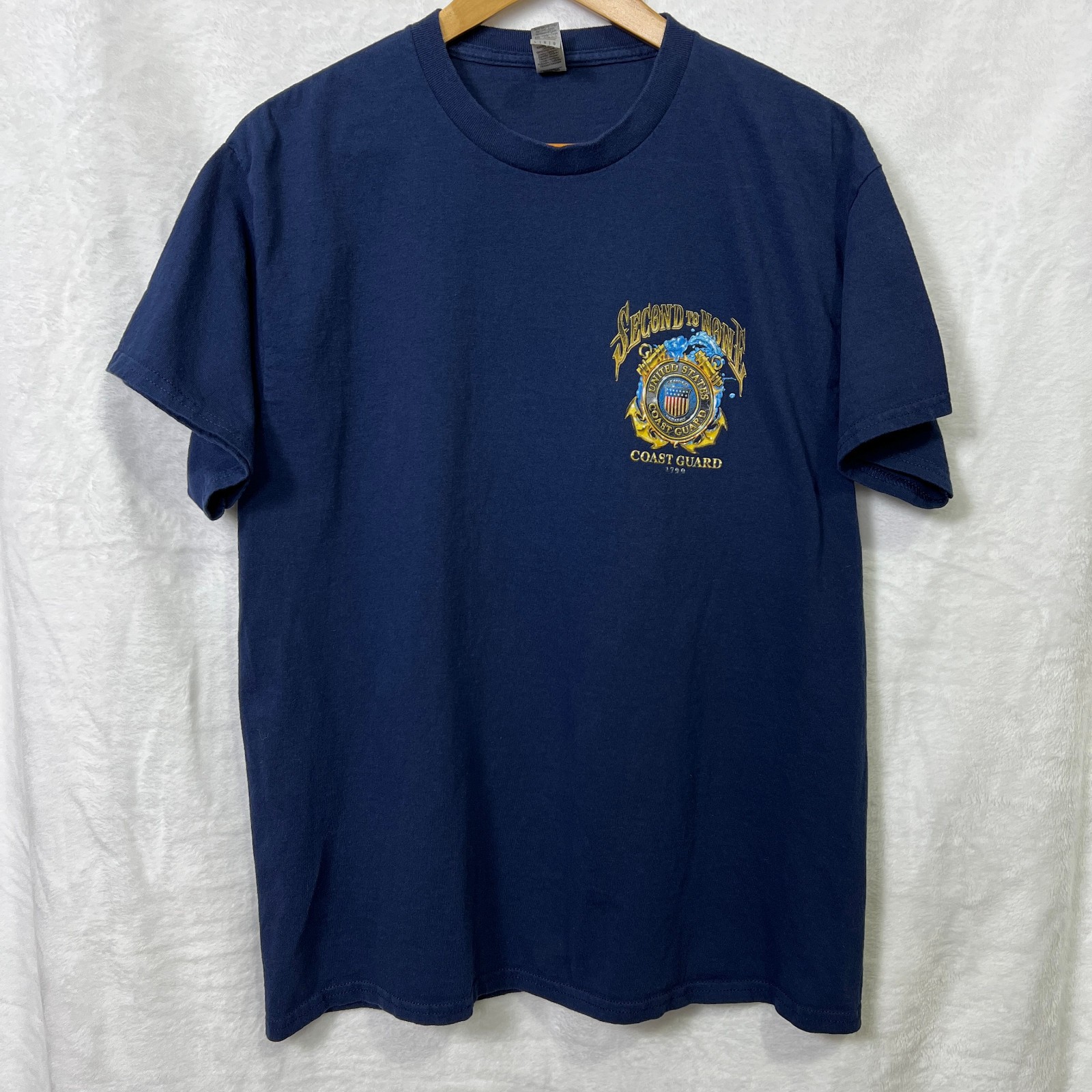 Gildan Coast Guard Second To None T Shirt Mens L Navy Short Sleeve Heavy Cotton gallery