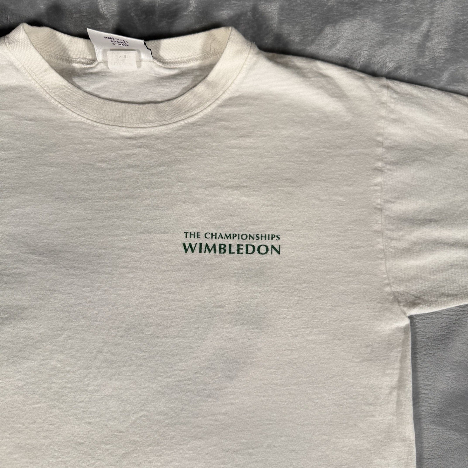 Vintage Wimbledon Tennis T Shirt Mens M Slim Fit Cropped Made In USA 90s gallery