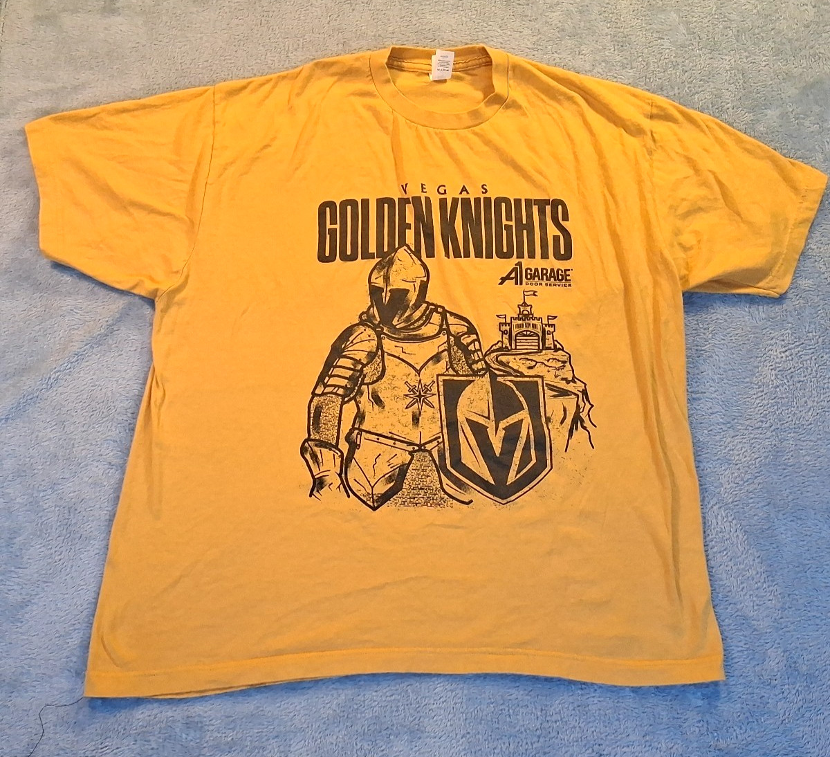 Tultex 202 Mens Short Sleeve Yellow T-Shirt Knight Shield Garage Door Service XL