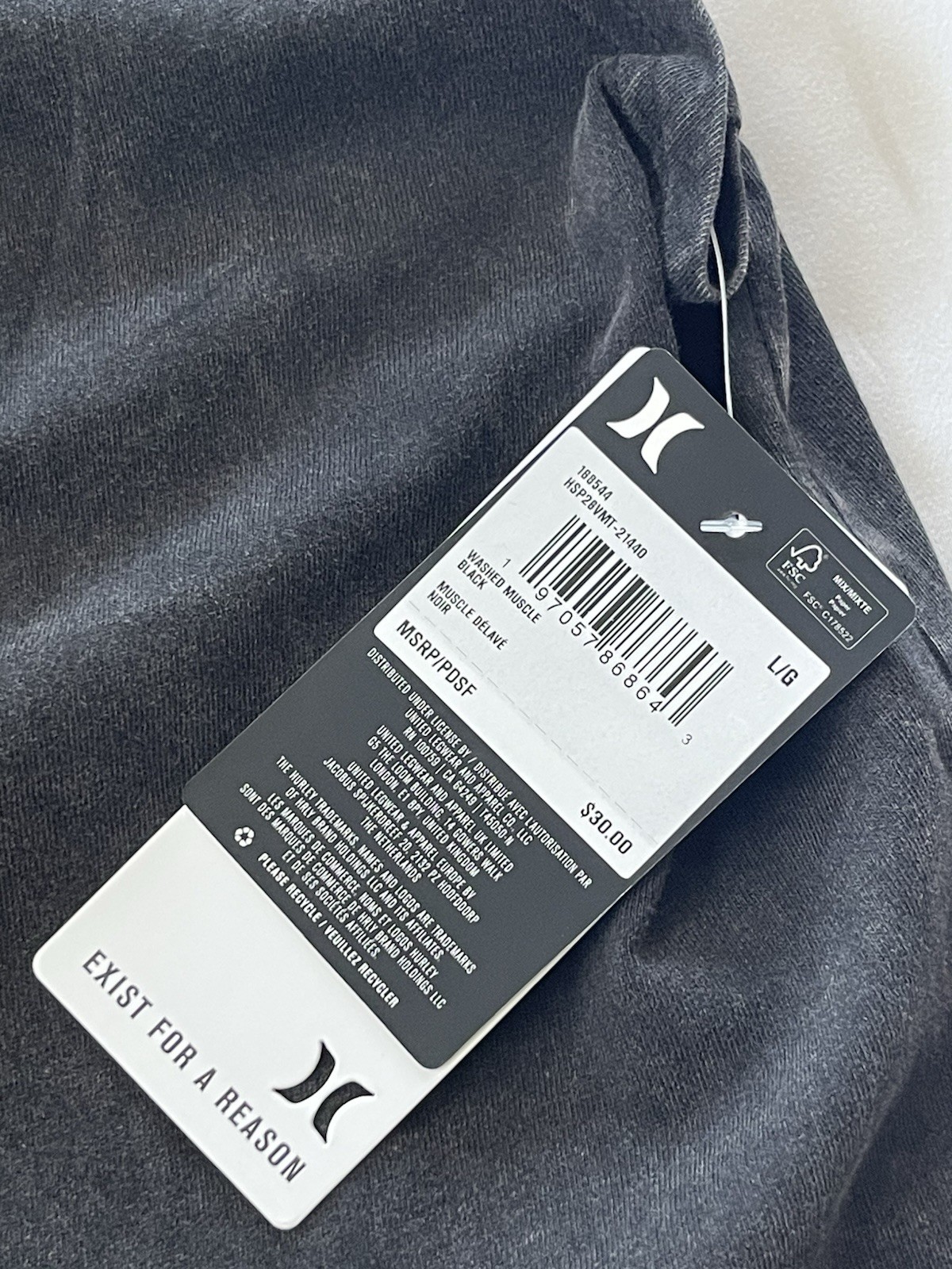Hurley Men’s Large Black Washed Sleeveless Tank Top Logo Graphic Cotton NWT gallery