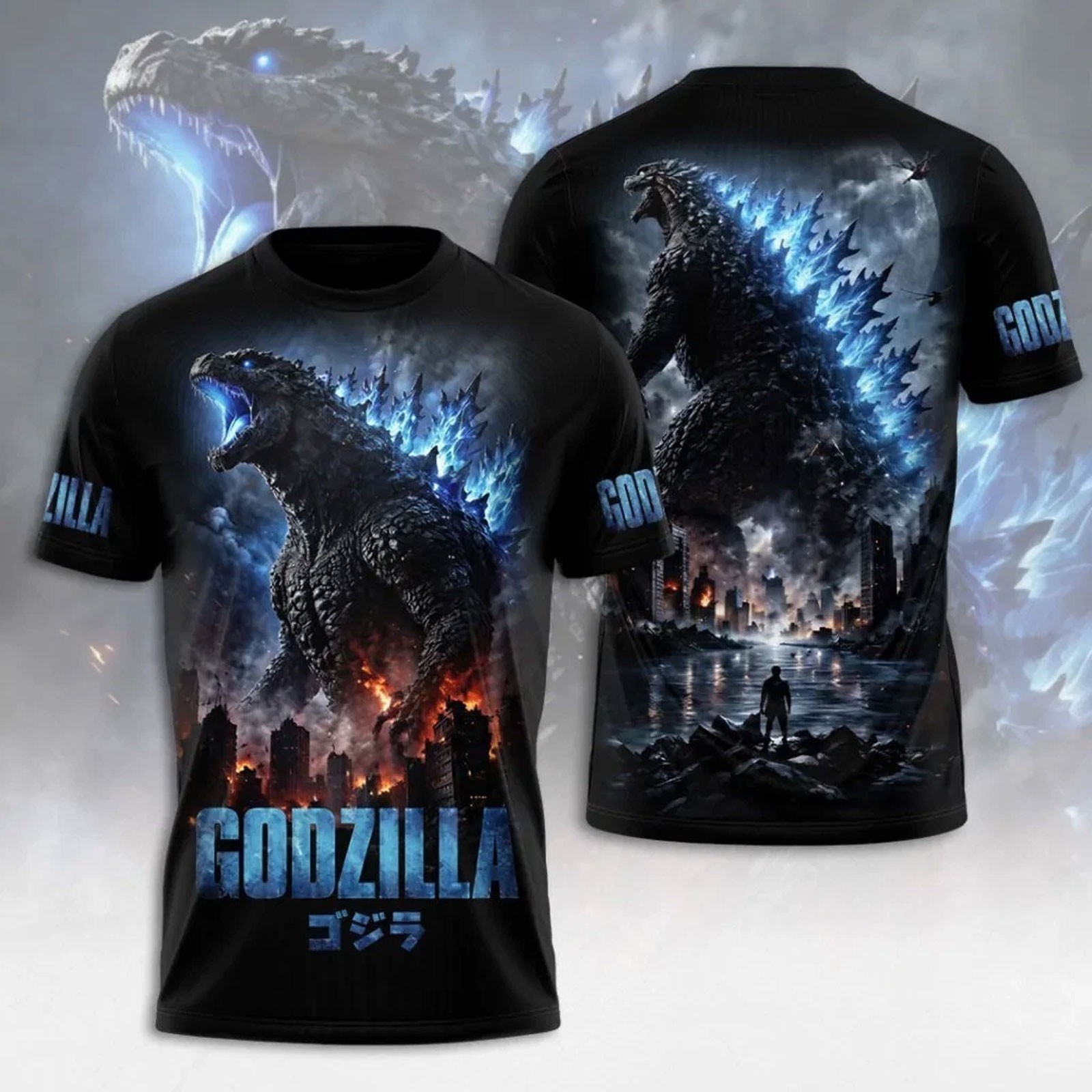 Godzilla Evolved Shirt Pink Atomic Breath 3D All Over Print Kaiju Movie Tee gallery