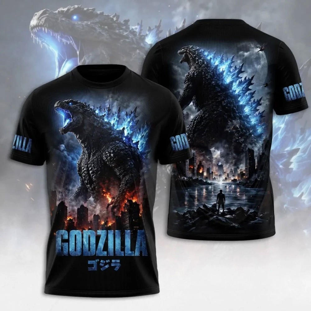 Godzilla Evolved Shirt Pink Atomic Breath 3D All Over Print Kaiju Movie Tee