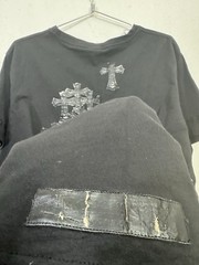 Chrome Hearts Multi Cross Patch Leather T-Shirt XXL Faded Black USA Rare