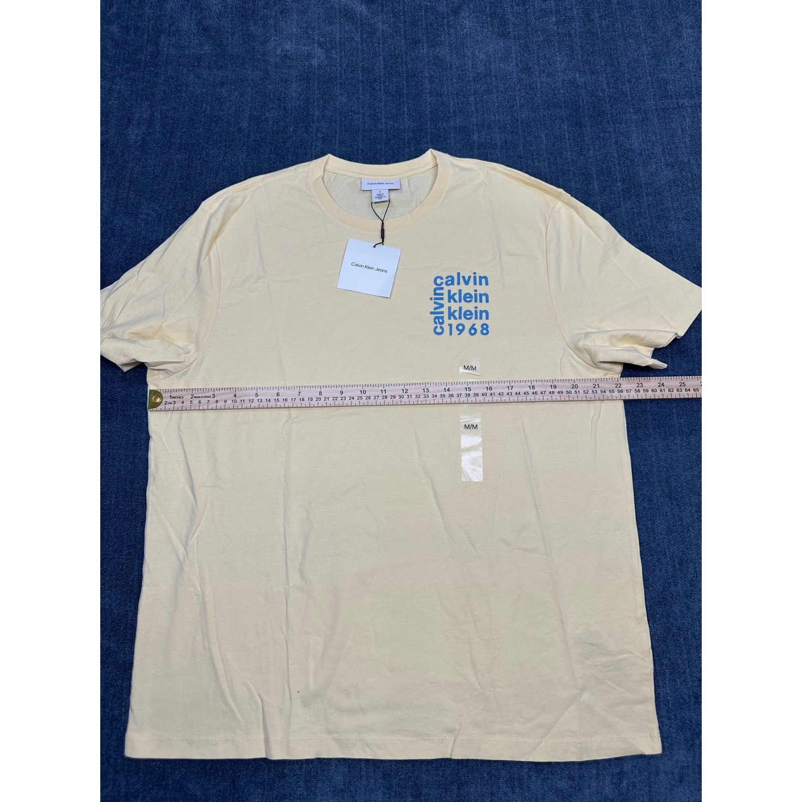 Calvin Klein Jeans Mens Pale Yellow 1968 Logo Graphic T-Shirt Medium 4RC855G NEW gallery
