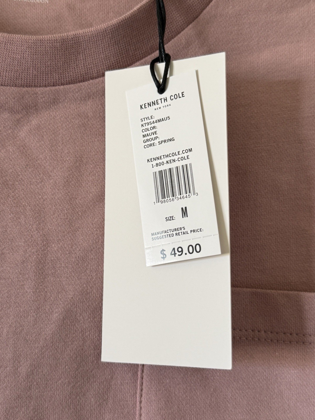 Kenneth Cole Medium 100% Cotton Mauve Knit Pocket Spring T-Shirt NWT $49 gallery