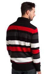 WESTACE Men’s Striped Quarter-Zip Sweater Casual Knit Pullover Jumper S-XXL