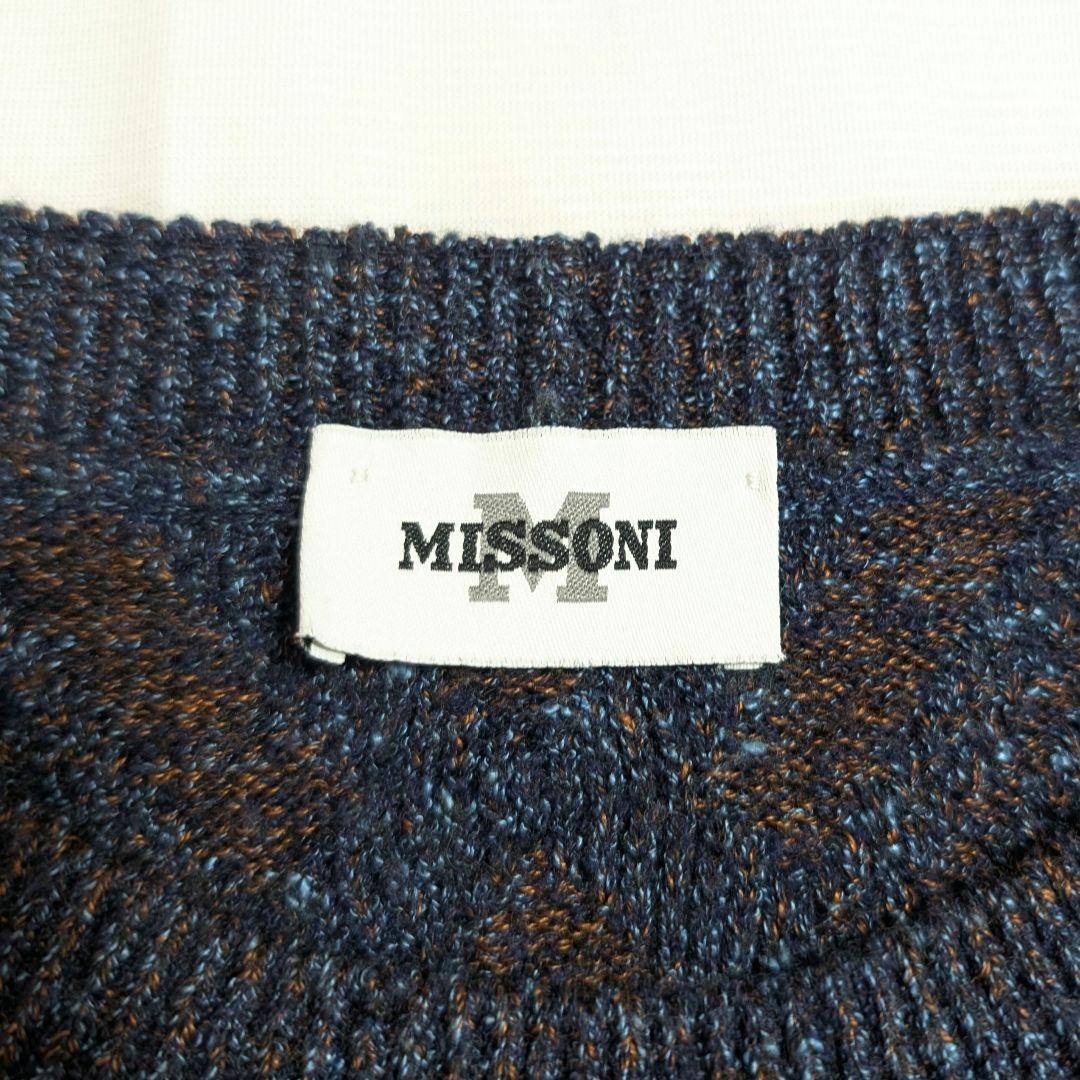 Missoni Men 90S Argyle Wool Knit Navy Good Color Scheme L Size Luxury Elegant gallery
