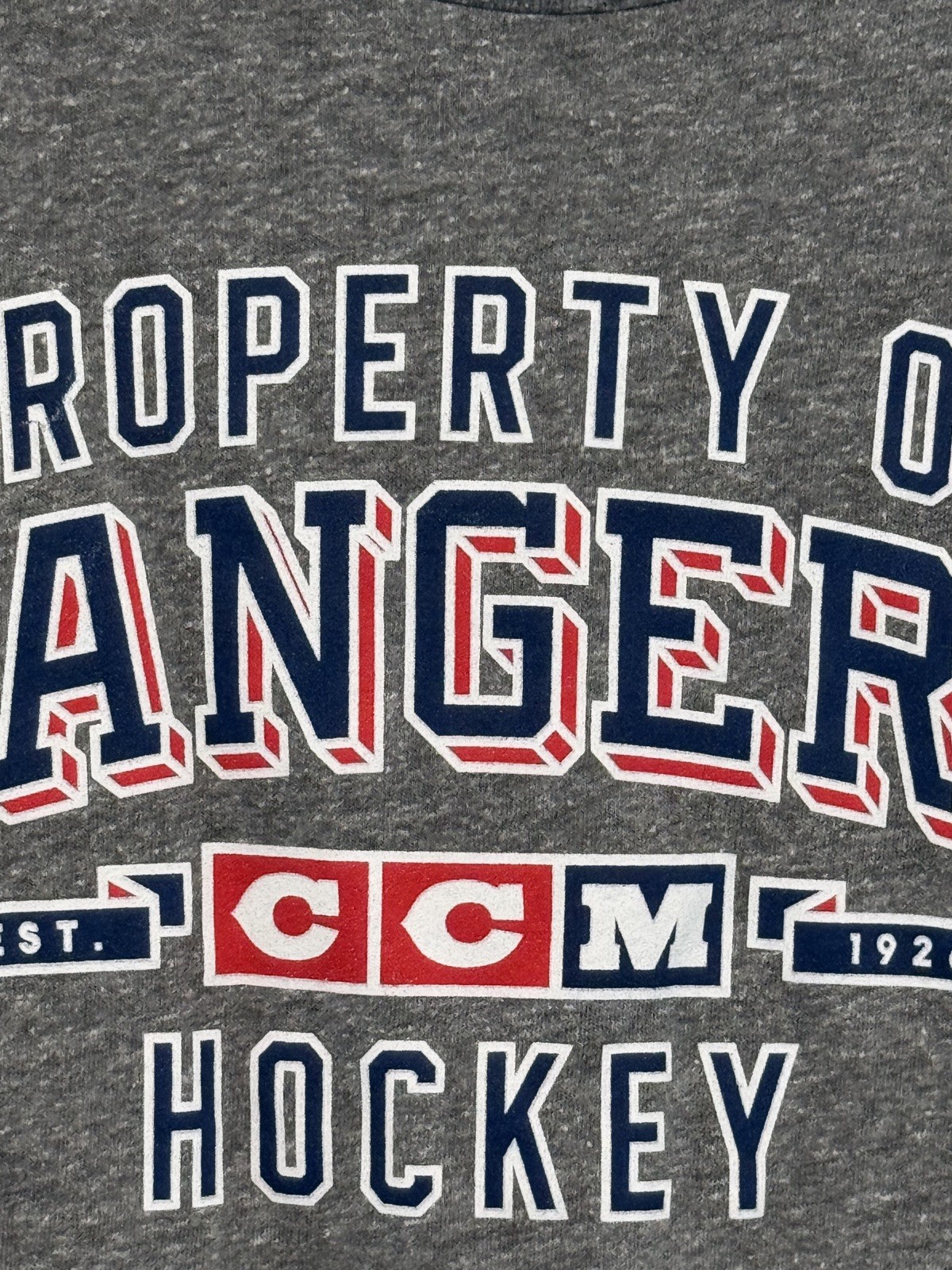 New York Rangers Mens T-Shirt Gray Medium Vintage NHL CCM 1926 Hocket gallery